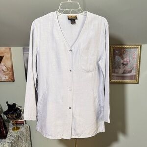 NWOT Trinity Women's Light Blue Tunic Top 80% Raw silk, 20% Linen!!! Gorgeous!